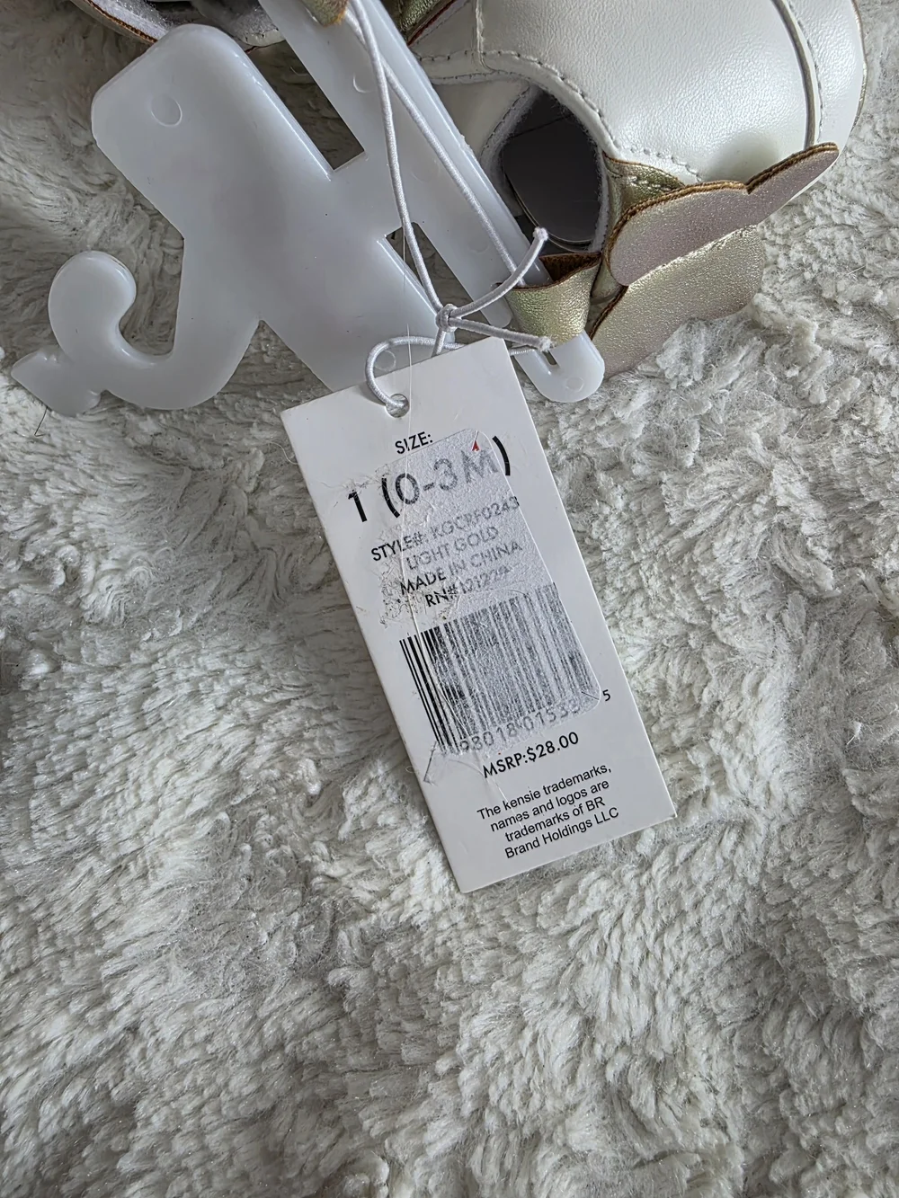 Kensie Baby White and Gold Infant Sneakers